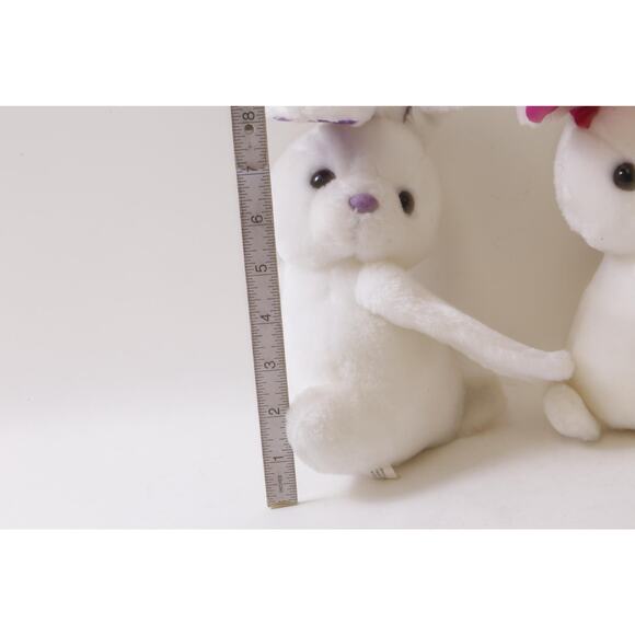 Two Plush White Hugging Rabbits with Purple and Pink Ears, Soft Toy, 643 - Picture 5 of 5